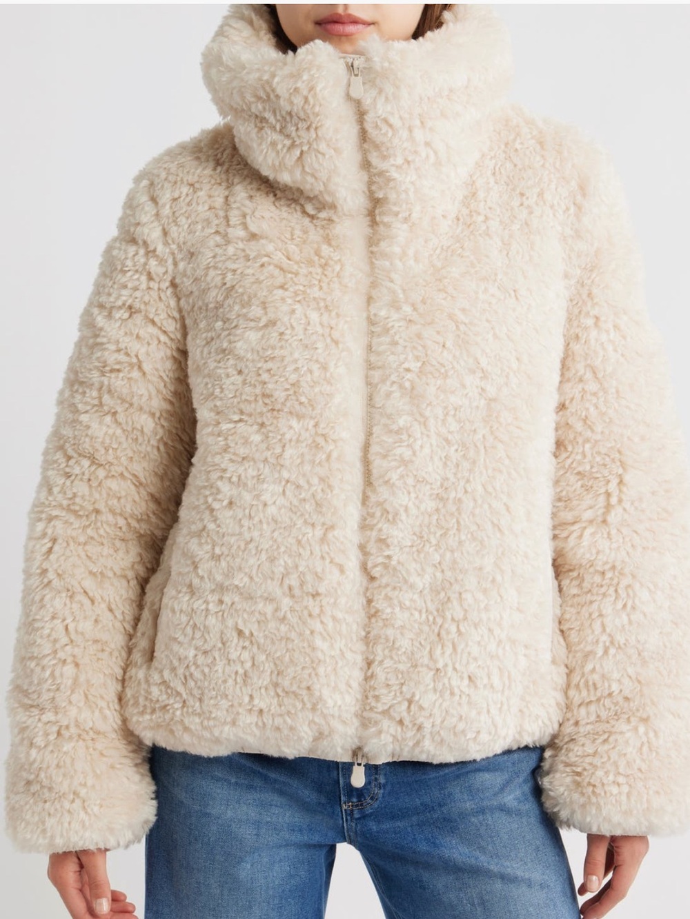 SAVE THE DUCK Cream Sherpa Puffer Jacket